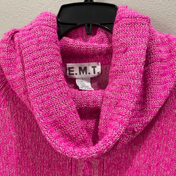 Vintage E.M.T. Hot Pink Cowl neck Silk Angora Lambswool Blend Cable knit Sweater - Picture 2 of 10